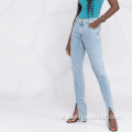 2021 Jeans Long Slim Slit Feminina Novidades